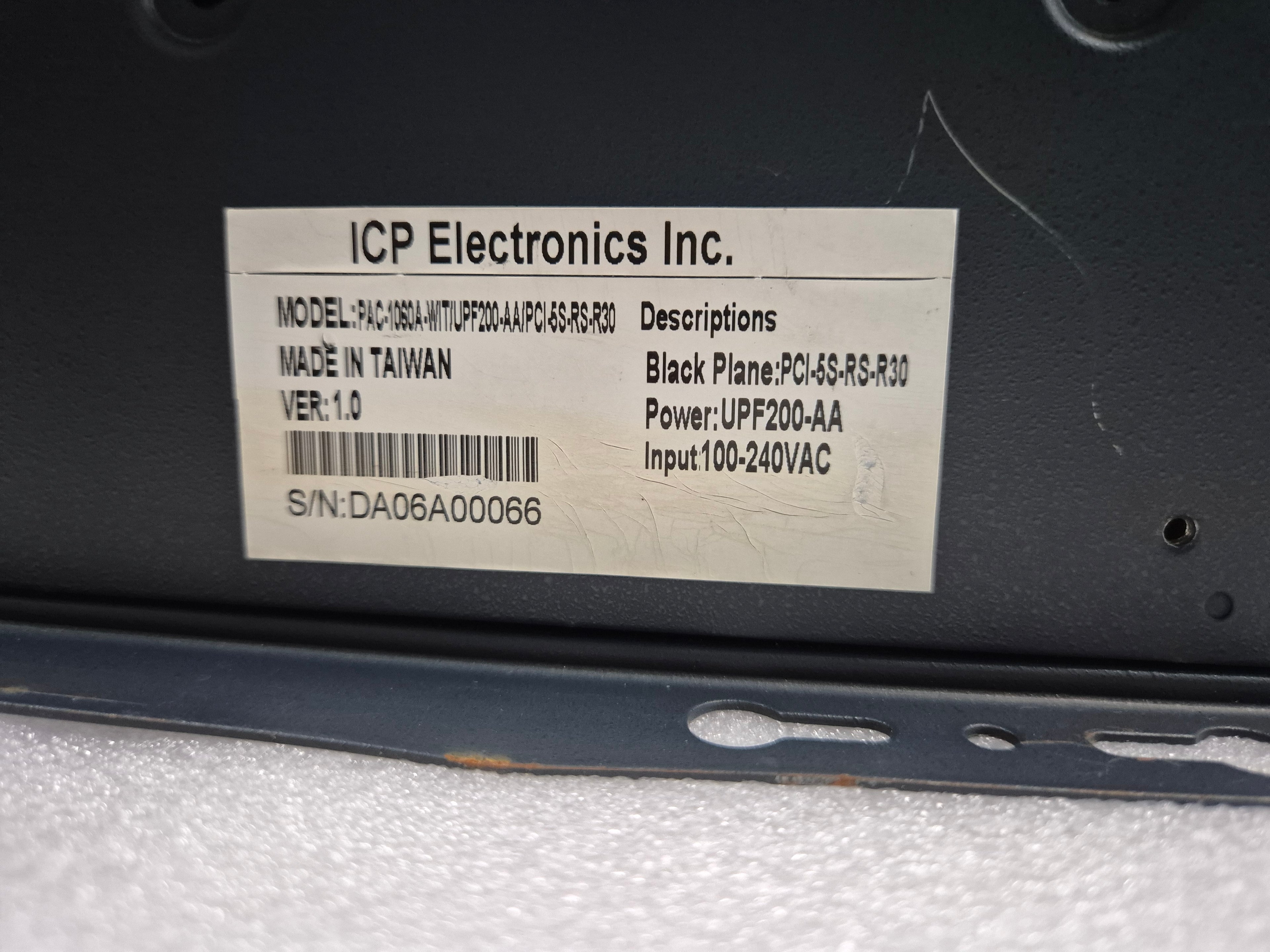 ICP ELECTRONICS PAC-1060A-WIT/UPF200-AA/PCI-5S-RS-R30